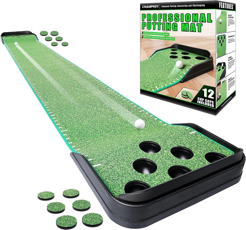 Champkey Golf Putting Green Indoor - Advanced Guides Golf Putting Mat - Enhance Putting Accuracy and Challenge - Image 1